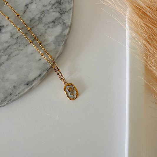 Golden rose necklace